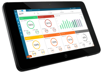 Prism POS being used on an iPad while stocking a shelf with electronics in shrink-wrap