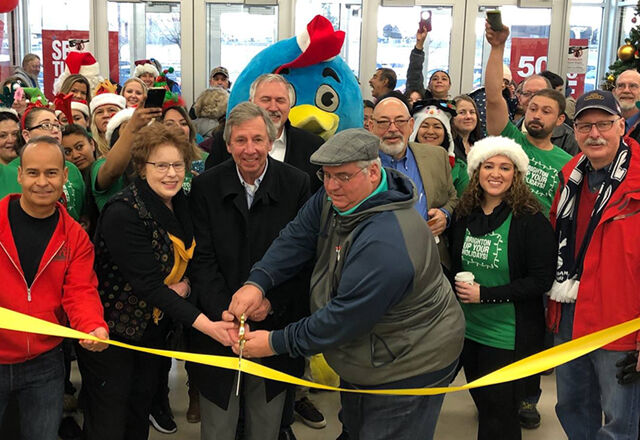 Employees opening a new store