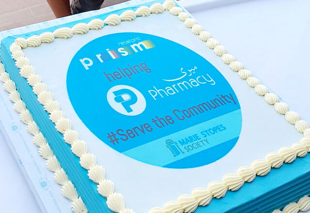 Cake celebrating store launch with Retail Pro Prism