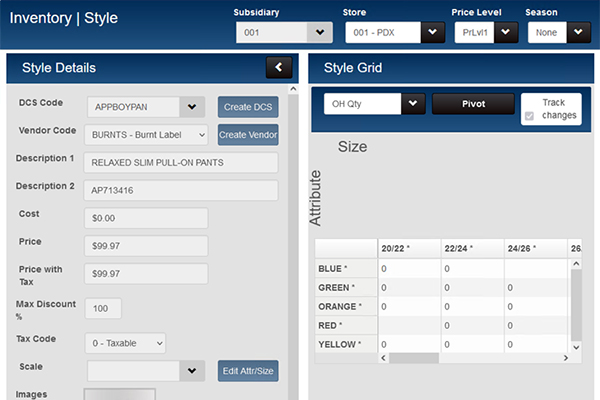 Screenshot of Retail Pro Prism POS in use