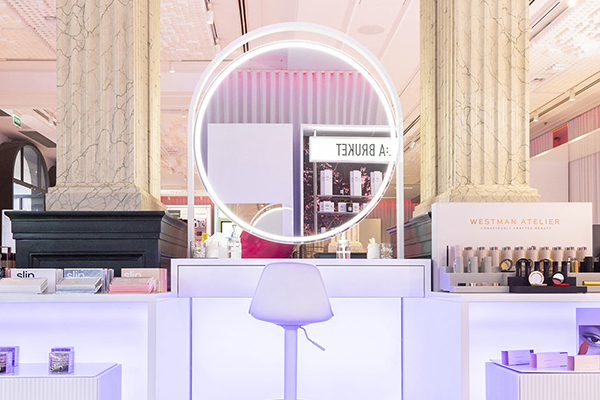 Inside the WOW store, showing the makeup section