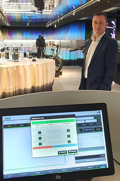 Showing Retail Pro Prism running on a terminal inside the WOW Concept store