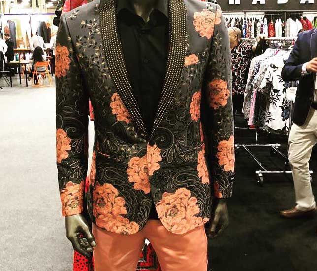 Mannequin with floral suit.