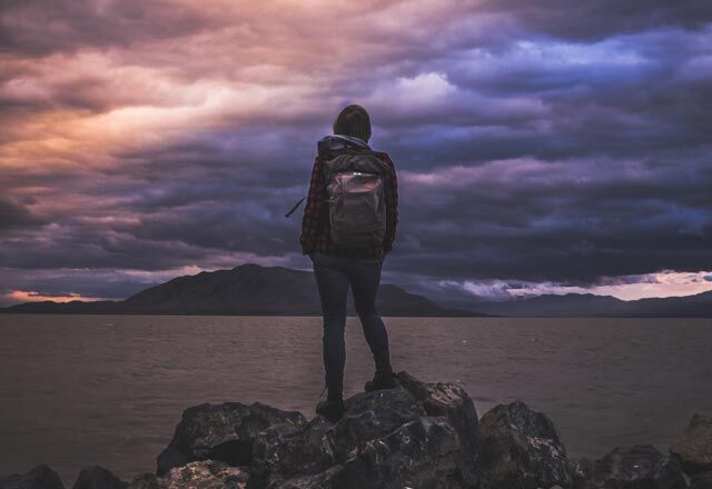 Girl with backpack looking prepared for anything