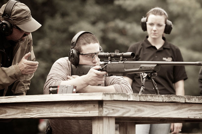 Sniping at the range with the lads and lasses.